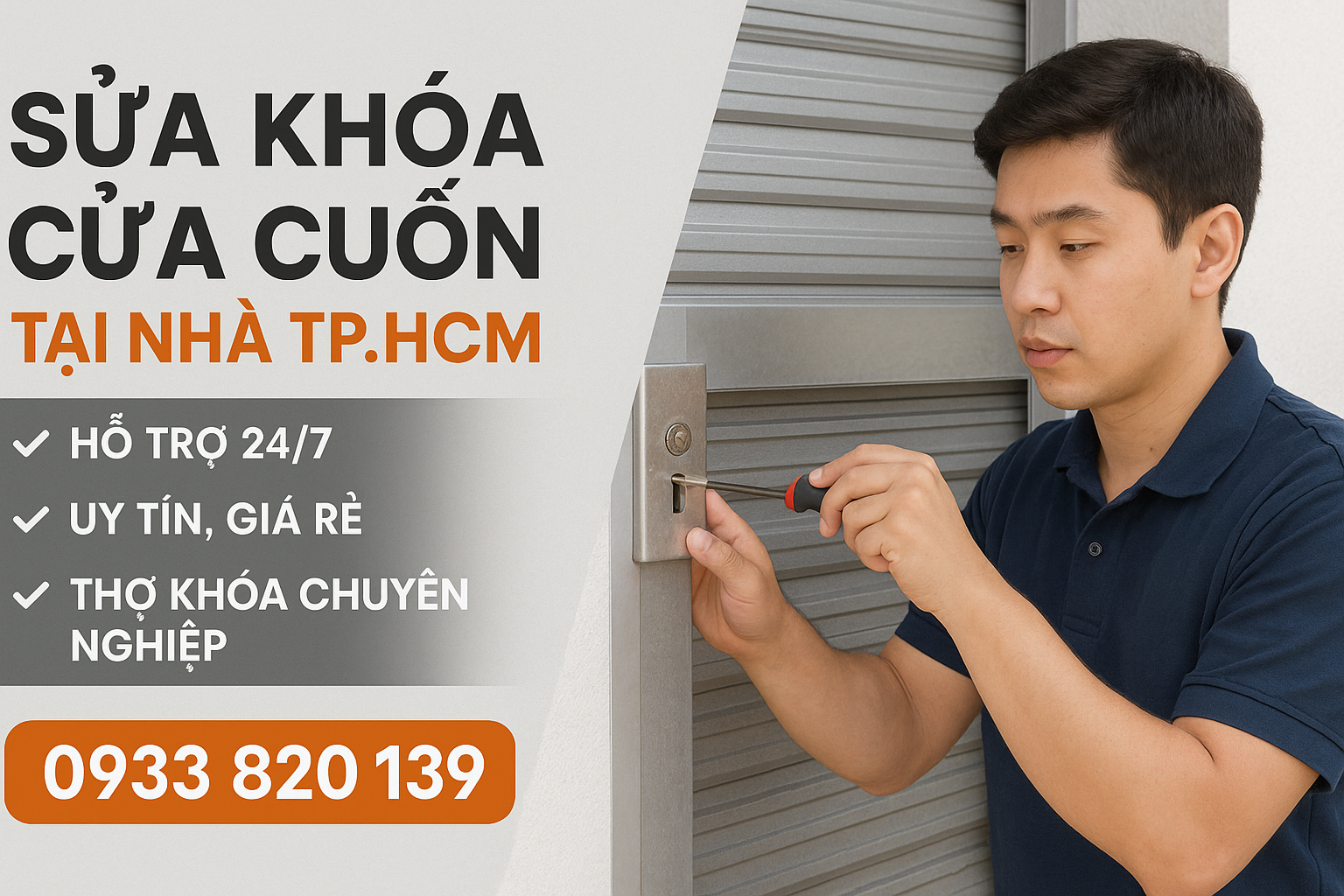 Sửa khóa cửa cuốn nhanh chóng uy tín giá rẻ đến ngay trong vòng 15 phút