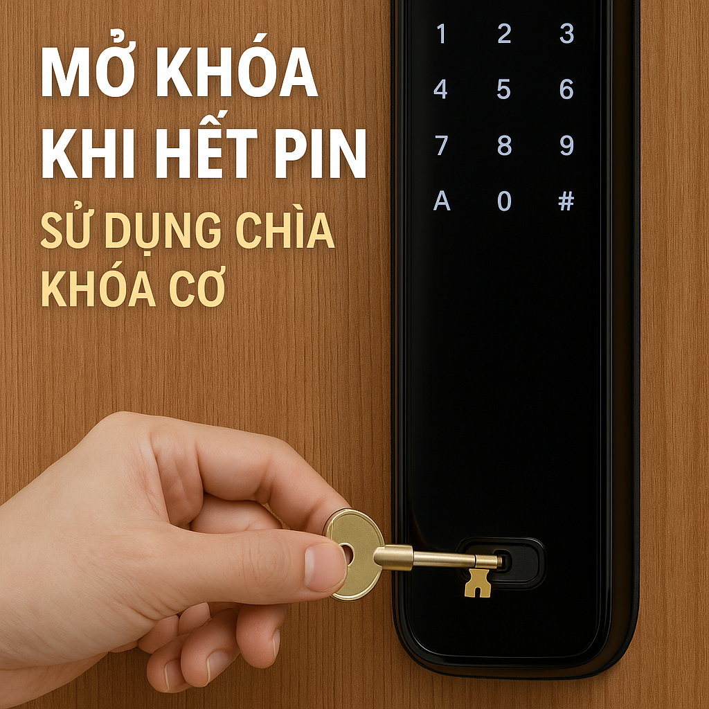 Dùng chìa khóa cơ để mở khi khóa hết pin