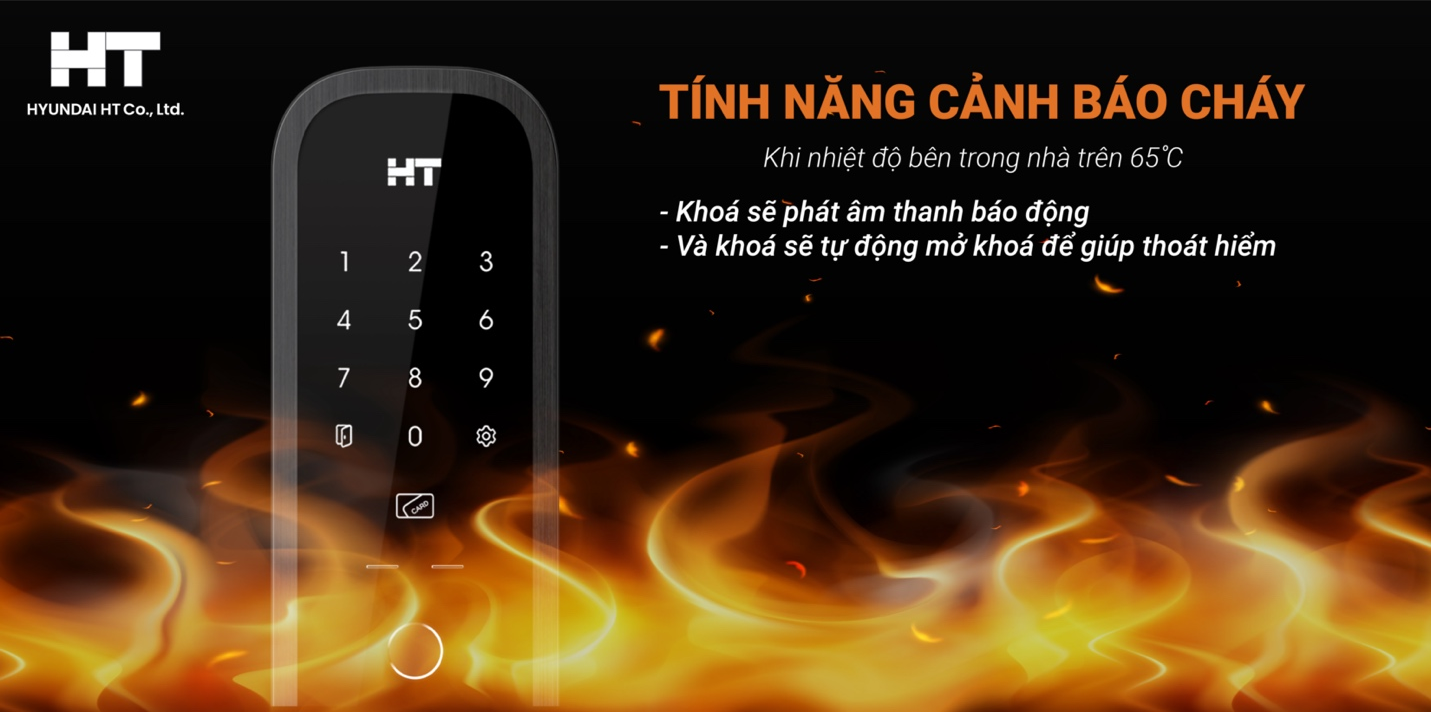 Khóa hyundai báo động cháy khi có hỏa hoạn