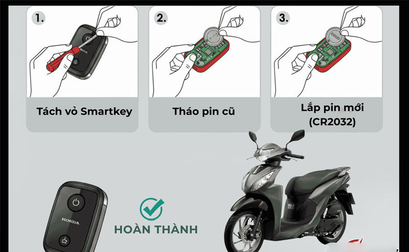 Hướng dẫn cách thay pin chìa khoá xe vision từng bước